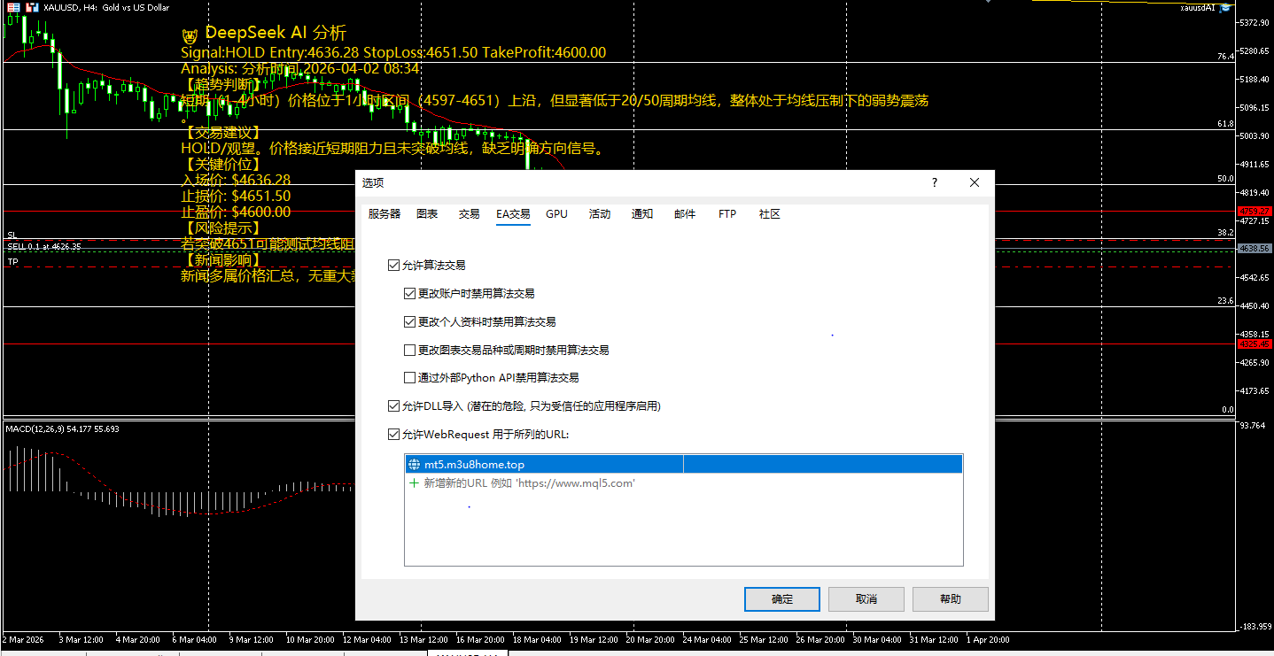 MT5选项工具配置WEB请求地址设置